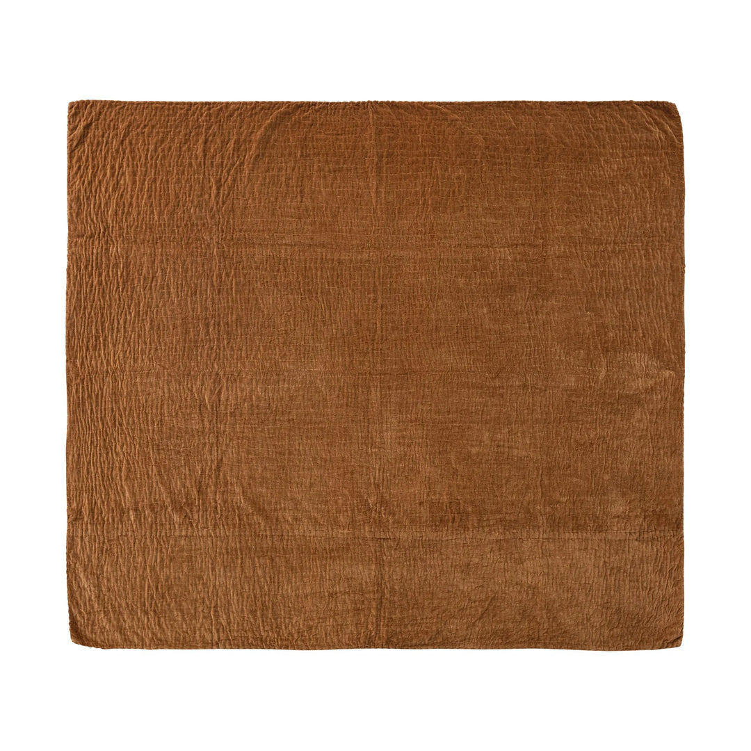 60"L x 50"W Cotton Velvet Throw with Hand-Embroidered Kantha Stitch