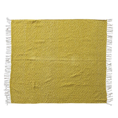 Woven Fabric Chenille Throw with Diamond Pattern &amp; Fringe