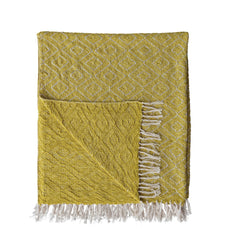 Woven Fabric Chenille Throw with Diamond Pattern &amp; Fringe