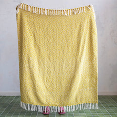 Woven Fabric Chenille Throw with Diamond Pattern &amp; Fringe