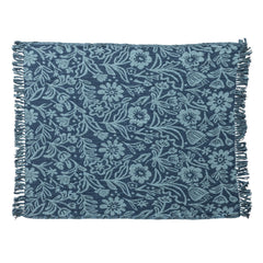 60"L x 50"W Woven Recycled Cotton Blend Jacquard Throw with Stripes &amp; Fringe