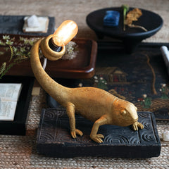 Resin Chameleon Table Lamp with Inline Switch, Gold Finish
