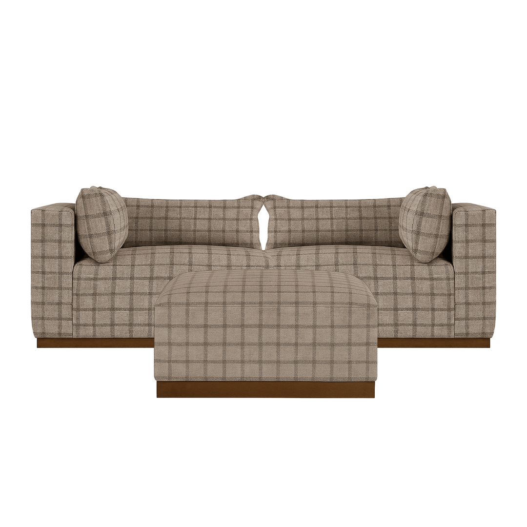 Dimitry Modular Sectional in plaid side angle - modular sectional sofa by Rowe - Whats New Furniture Portland OR