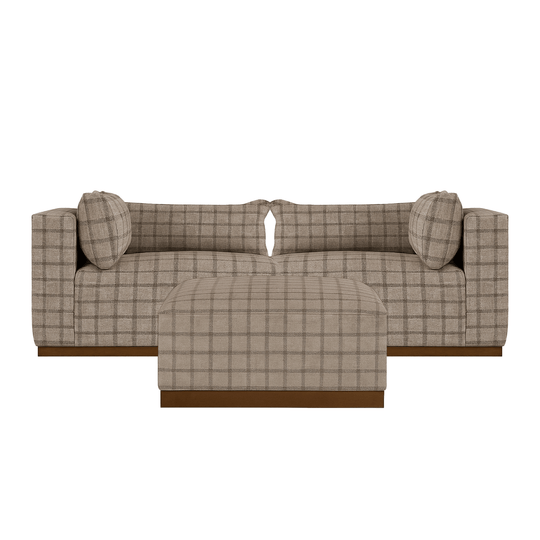 Dimitry Modular Sectional in plaid side angle - modular sectional sofa by Rowe - Whats New Furniture Portland OR