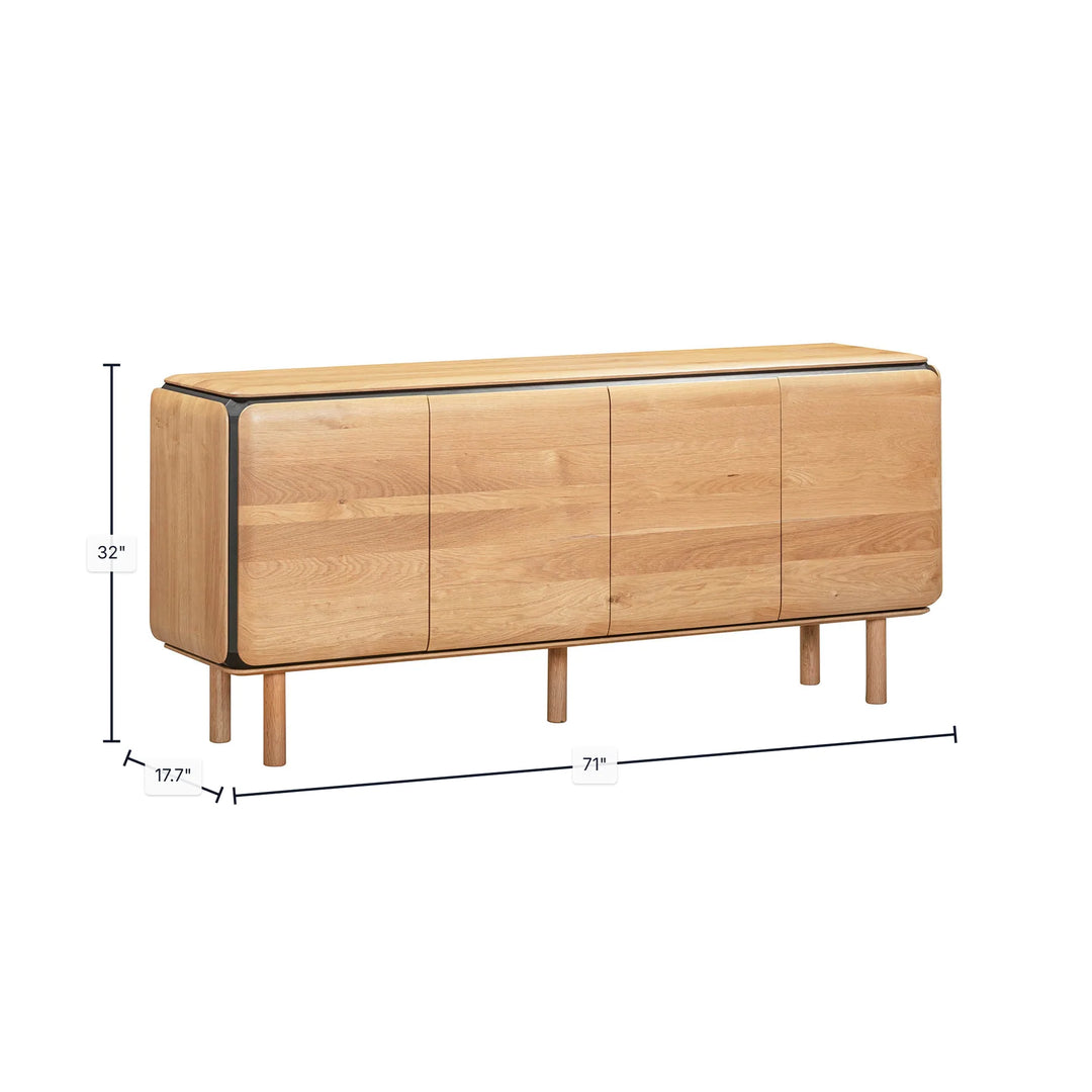 Distillery 4 Door Sideboard in Natural Black alternate front view - oak four door sideboard by LH Imports - Whats New Furniture Portland OR