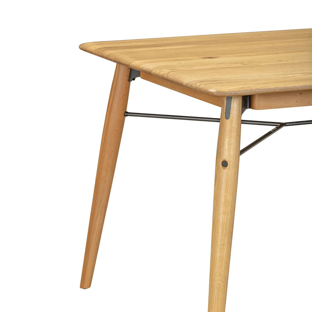 Distillery Dining Table in natural corner detail - oak and metal dining table by LH Imports - Whats New Furniture Portland OR