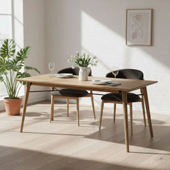 Distillery Dining Table in natural lifestyle setting - oak and metal dining table by LH Imports - Whats New Furniture Portland OR