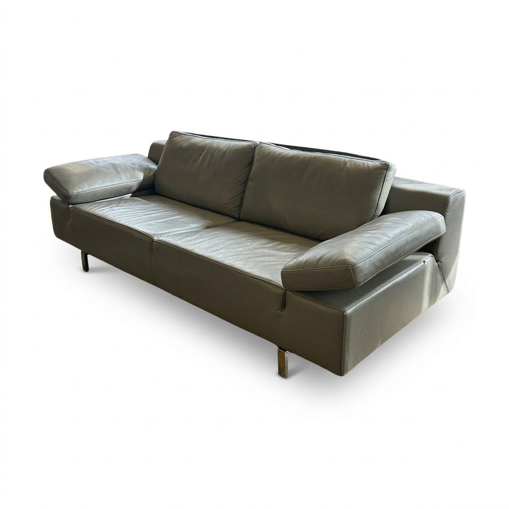Gray Leather Sofa by Domicil - view 3