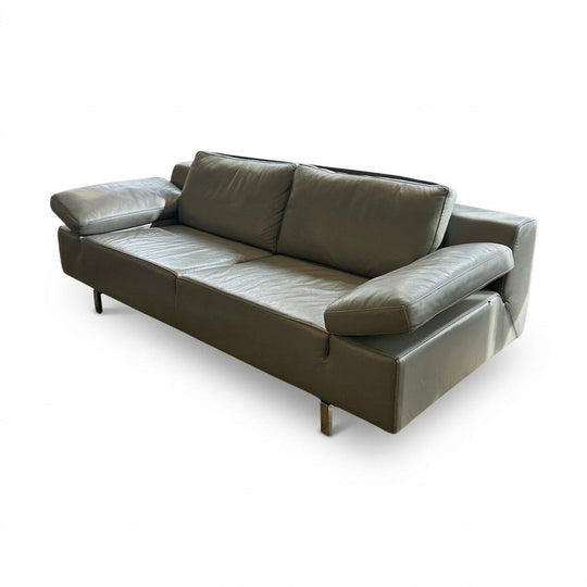 Gray Leather Sofa by Domicil - view 3