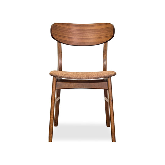 Dortch Dining Side Chair in Walnut and Brown front view - mid-century by Coaster - Whats New Furniture Portland OR