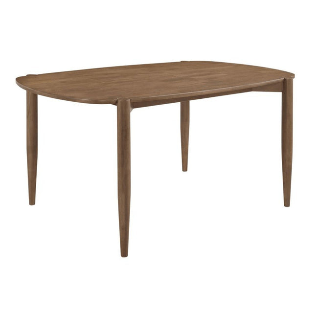 Dortch Oval Solid Wood Dining Table in Walnut front view - mid-century by Coaster - Whats New Furniture Portland OR