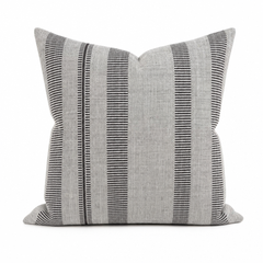 Double Issue Mushroom Woven Stripe Throw Pillow front view by Decor Fifty-Five - Whats New Furniture Portland OR
