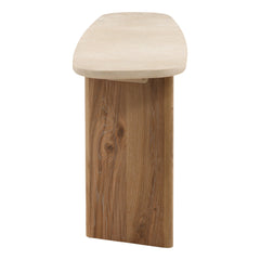 Aelwyn Console Table - Natural Oak &amp; Cream Marble side profile - Console Tables by Dovetail - Whats New Furniture Portland OR