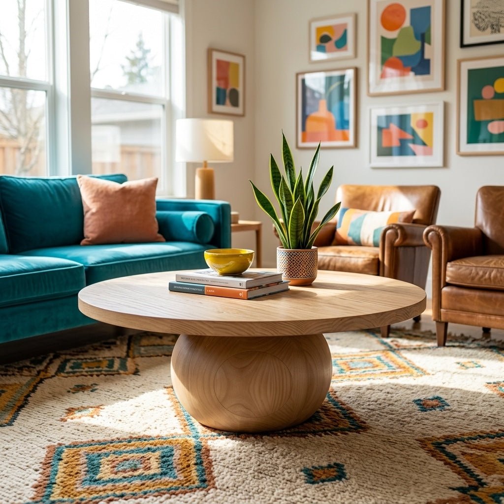 Belize Coffee Table in Reclaimed Pine room setting - reclaimed pine coffee table by Dovetail - Whats New Furniture Portland OR
