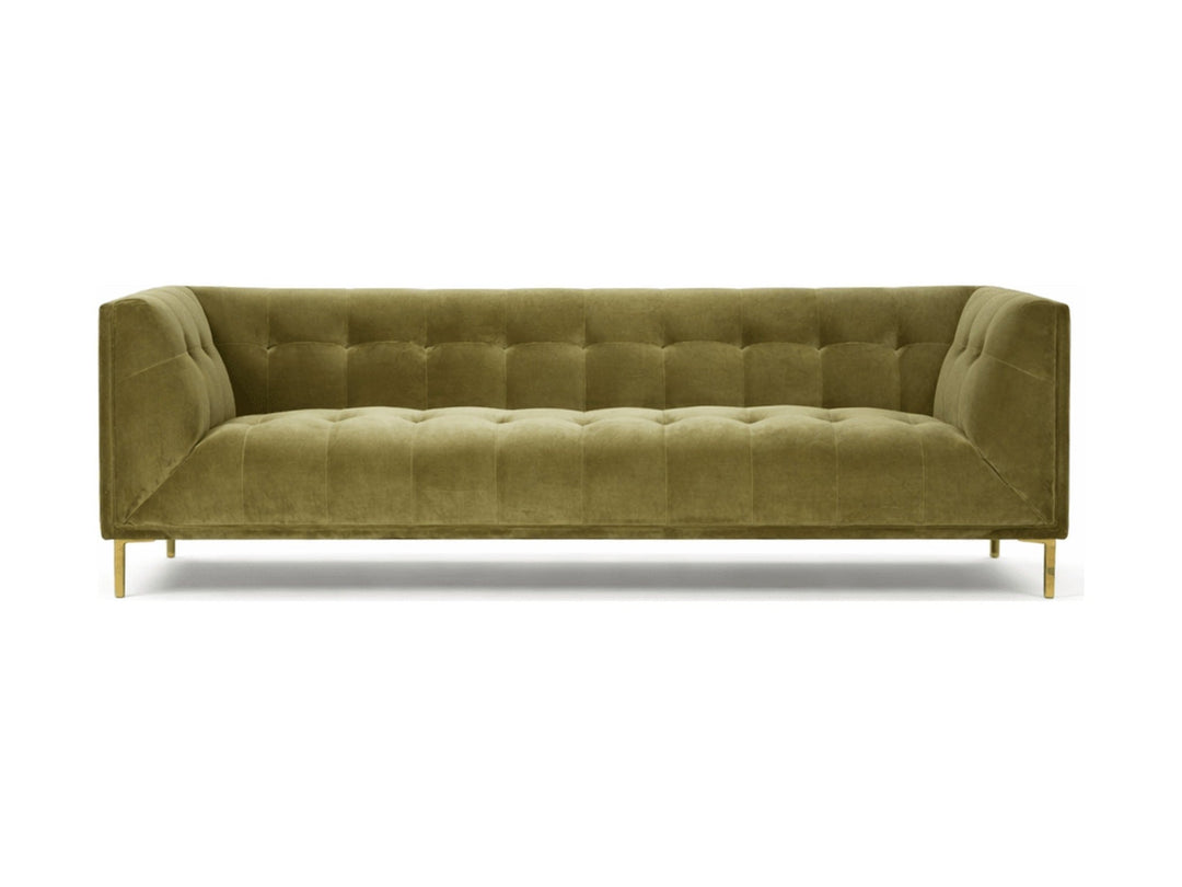 Bernard Sofa in olive velvet - mid-century velvet sofa - Whats New Furniture Portland OR