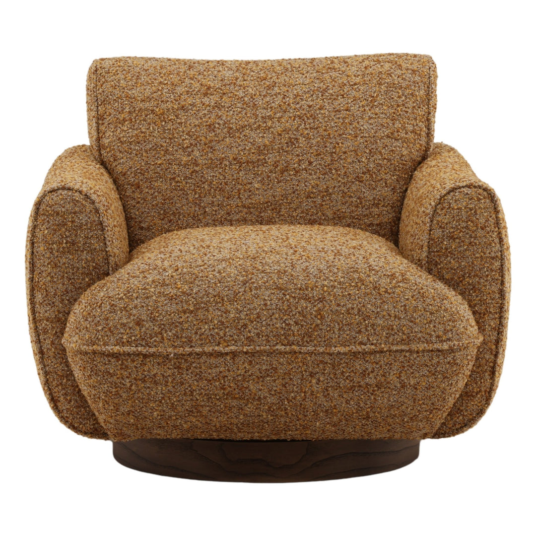 Ercilia Swivel Chair in Ginger front studio view - bouclé swivel chair by Dovetail - Whats New Furniture Portland OR