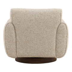 Ercilia Swivel Chair in Oatmeal back studio view - bouclé swivel chair by Dovetail - Whats New Furniture Portland OR