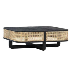 Kanton Coffee Table in Black/Rattan - rattan coffee table by Dovetail - Whats New Furniture Portland OR