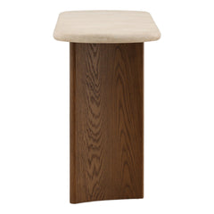 Oja Console Table - Brown Oak &amp; Cream Marble side profile - Console Tables by Dovetail - Whats New Furniture Portland OR
