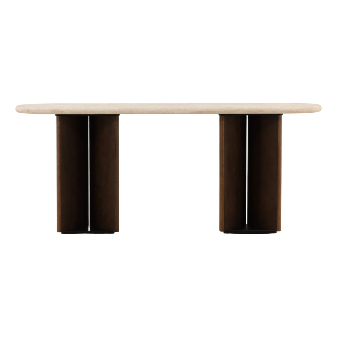 Oja Console Table - Brown Oak &amp; Cream Marble back view - Console Tables by Dovetail - Whats New Furniture Portland OR