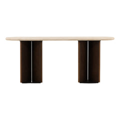 Oja Console Table - Brown Oak &amp; Cream Marble back view - Console Tables by Dovetail - Whats New Furniture Portland OR