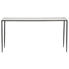 Perugia Console Table - White Marble &amp; Black Iron front elevation - Console Tables by Dovetail - Whats New Furniture Portland OR