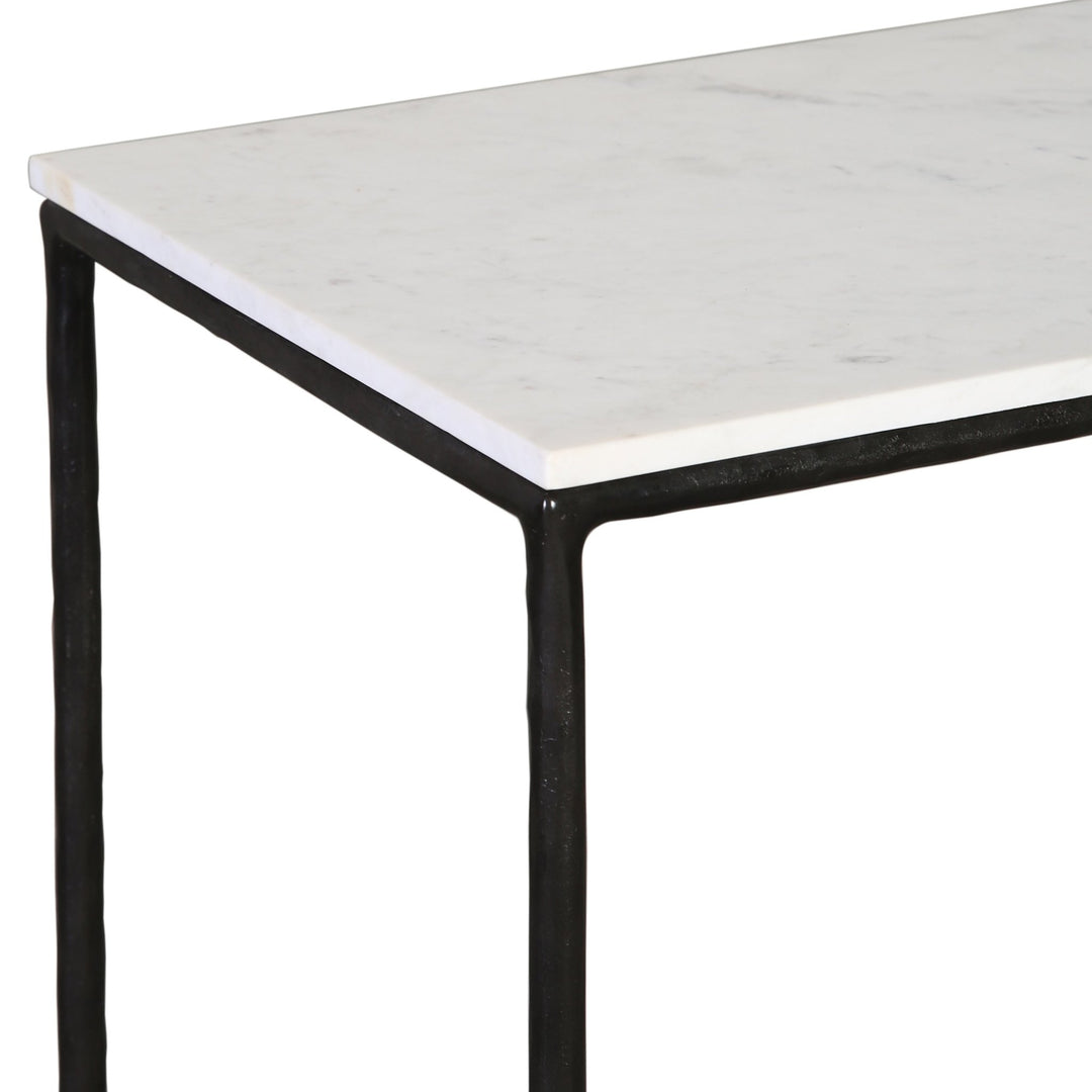 Perugia Console Table - White Marble &amp; Black Iron marble and iron construction detail 1 - Console Tables by Dovetail - Whats New Furniture Portland OR