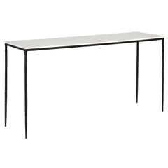 Perugia Console Table - White Marble &amp; Black Iron front three-quarter view - Console Tables by Dovetail - Whats New Furniture Portland OR