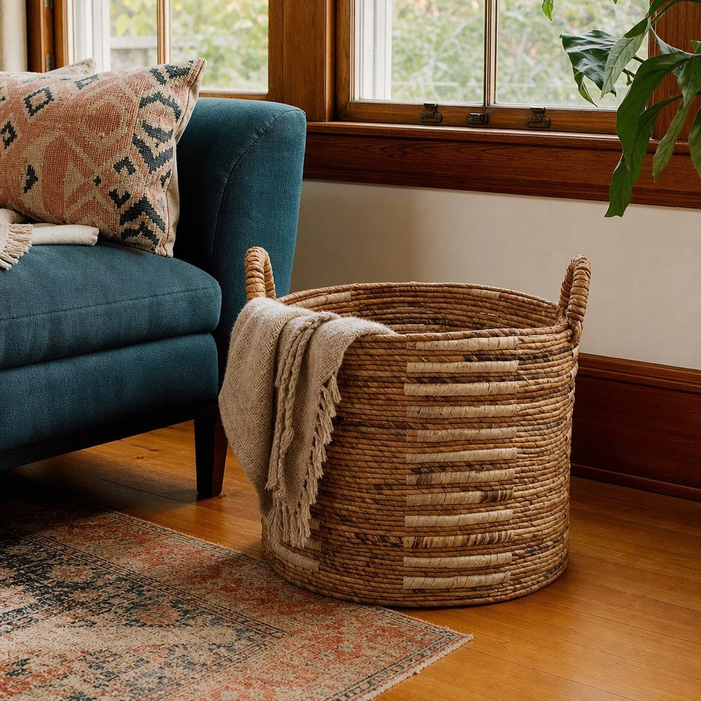 Rook Basket, Large styled in a Portland Craftsman bungalow living room lifestyle - Whats New Furniture