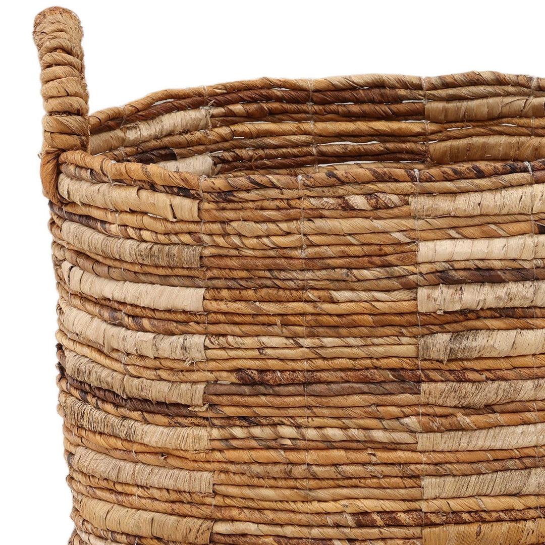 Rook Basket, Large banana leaf and raffia weave detail - Whats New Furniture Portland OR