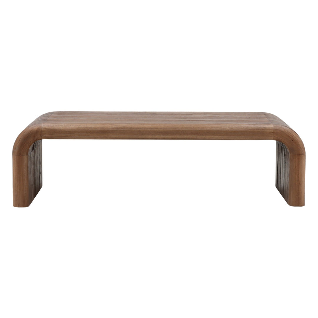 Wynne Coffee Table - Medium Brown Mindi Wood front elevation - Coffee Tables by Dovetail - Whats New Furniture Portland OR