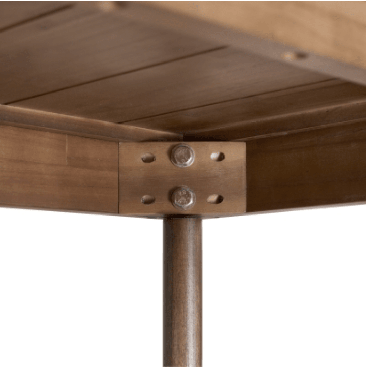 Drego 79-inch Oval Dining Table in Dark Walnut close-up detail of blade-pedestal leg joinery - dining table by NPD - Whats New Furniture Portland OR