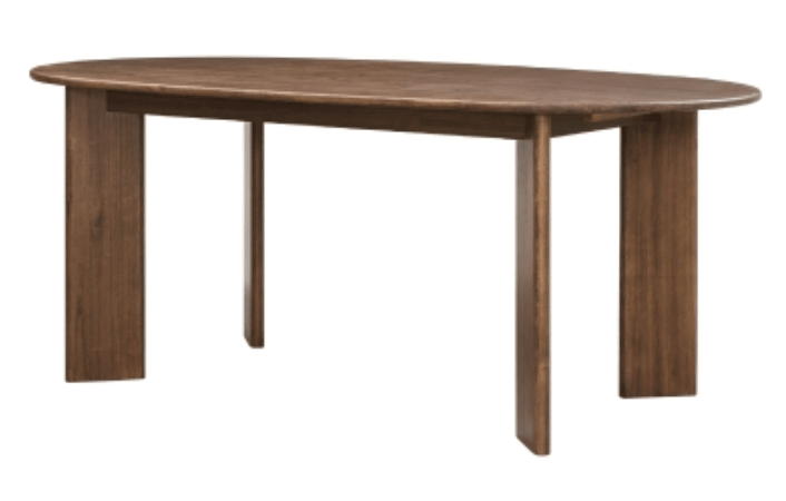 Drego 79-inch Oval Dining Table in Dark Walnut front view - modern oval dining table by NPD - Whats New Furniture Portland OR
