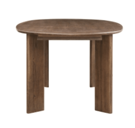 Drego 79-inch Oval Dining Table in Dark Walnut perspective view showing oval top shape - modern dining table by NPD - Whats New Furniture Portland OR