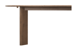 Drego 79-inch Oval Dining Table in Dark Walnut side profile view showing blade-pedestal legs - dining table by NPD - Whats New Furniture Portland OR