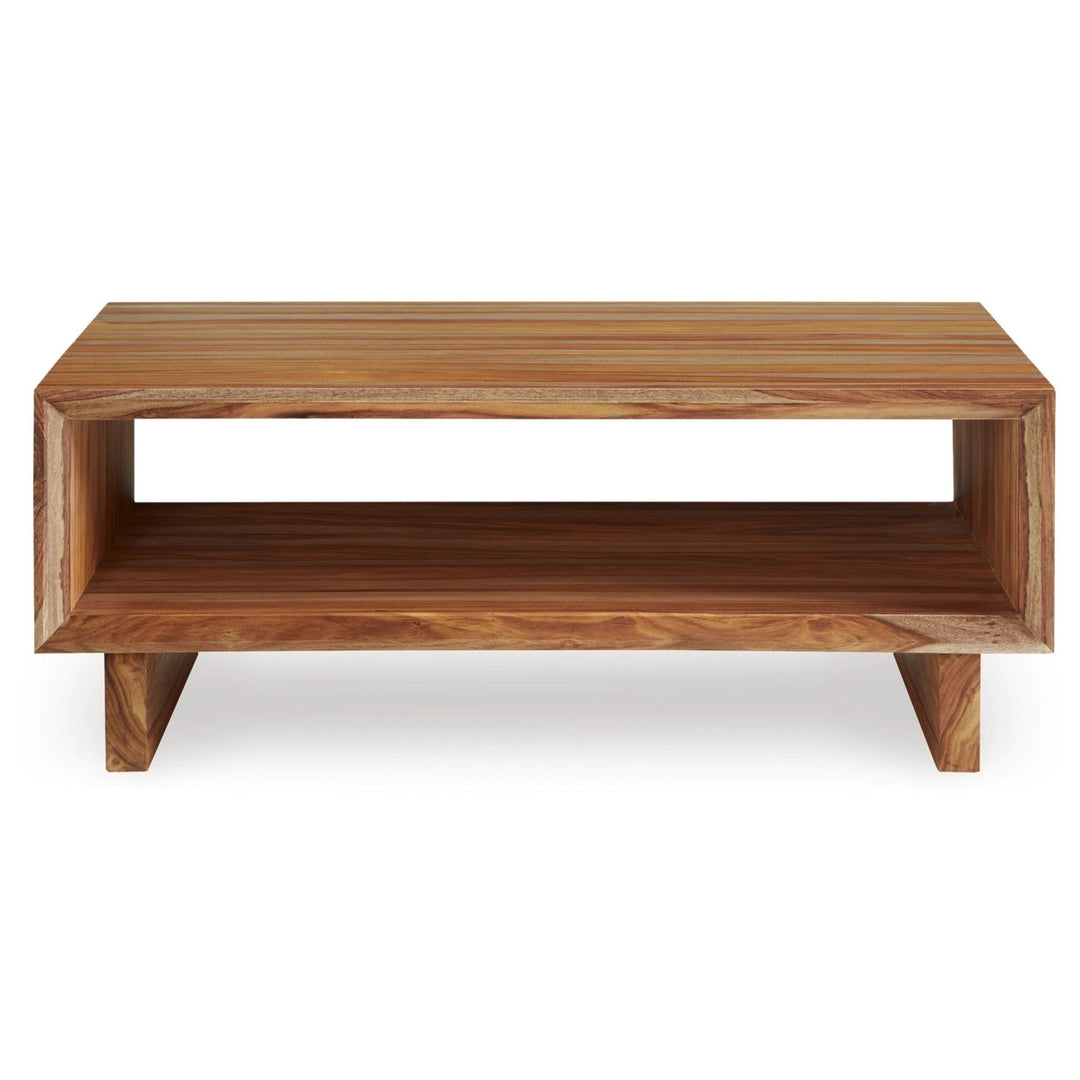 Dressonni Coffee Table in brown - natural wood coffee table by Ashley - Whats New Furniture Portland OR