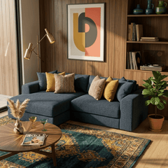 Drift Deep Sectional in Fluffy River Rock styled in a Portland living room - Whats New Furniture