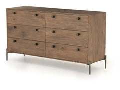 Dupont 6-Drawer Dresser in Auburn Poplar side angle - six drawer dresser by Four Hands - Whats New Furniture Portland OR