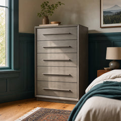 Durango 5 Drawer Bedroom Chest Taupe Oak styled in Portland Ladd&