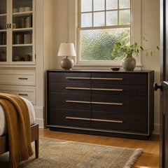Durango 8 Drawer Dresser Smoked Peppercorn styled in Portland Irvington foursquare with original built-ins living room - What&