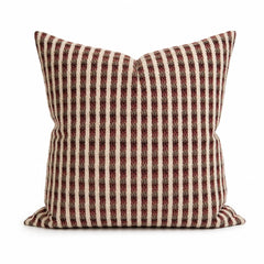 Durban Sangria woven check throw pillow front view by Decor Fifty-Five - Whats New Furniture Portland OR
