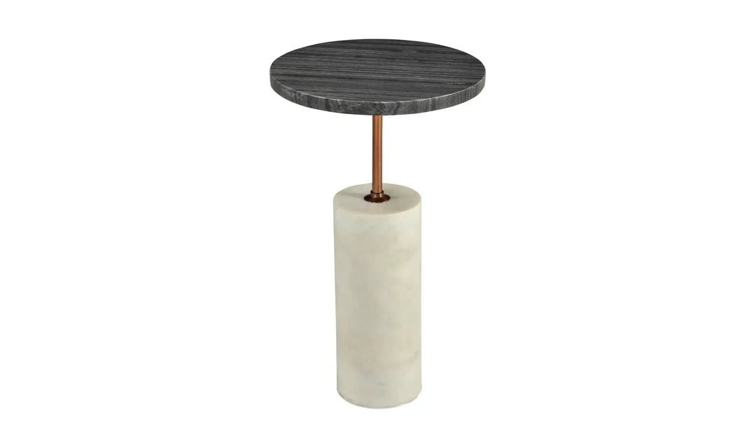 Dusk Accent table in Black White Marble side angle - Black White marble accent table by Moe&