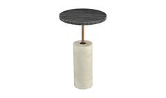 Dusk Accent table in Black White Marble side angle - Black White marble accent table by Moe&