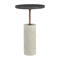 Dusk Accent table in Black White Marble - Black White marble accent table by Moe&
