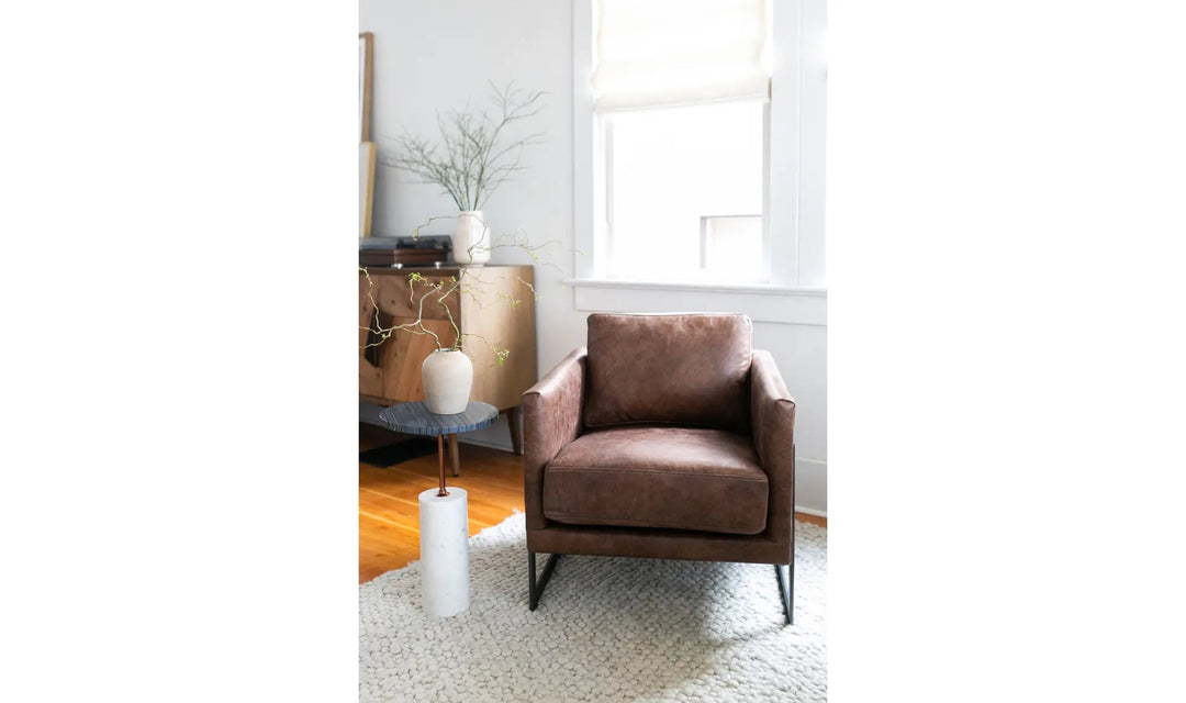 Dusk Accent table in Black White Marble room setting - Black White marble accent table by Moe&