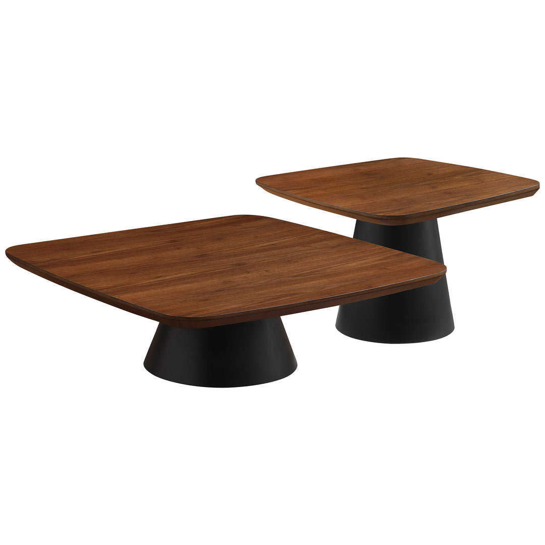 Eason 2-piece Coffee Table Set Walnut and Black - What&