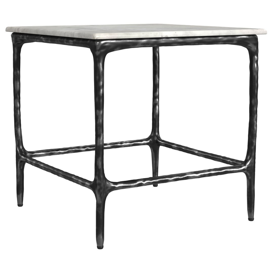 Ebby Square Genuine Marble Top Metal End Table White - What&
