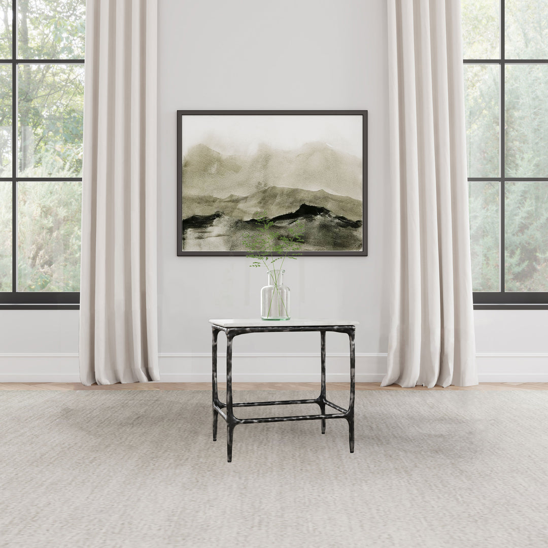Ebby Square Genuine Marble Top Metal End Table White - What&