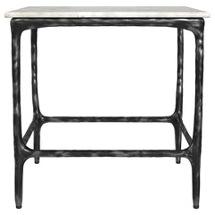 Ebby Square Genuine Marble Top Metal End Table White - What&