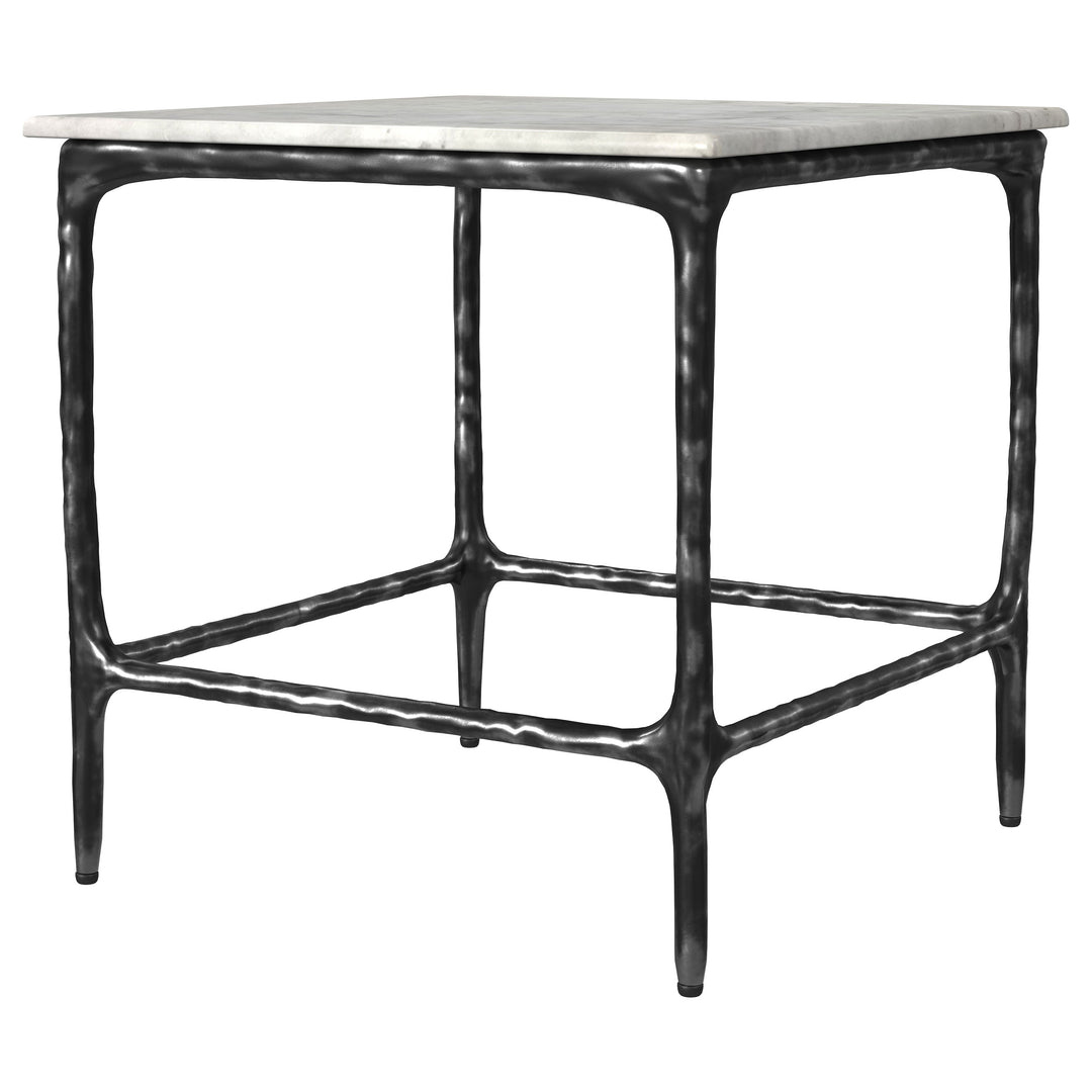 Ebby Square Genuine Marble Top Metal End Table White - What&